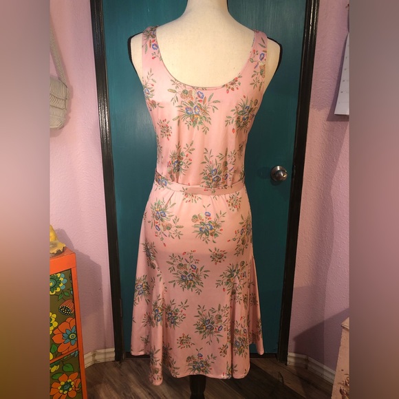 Vintage Baby Pink Floral Sleeveless Belted DressSize S/M - Picture 2 of 16